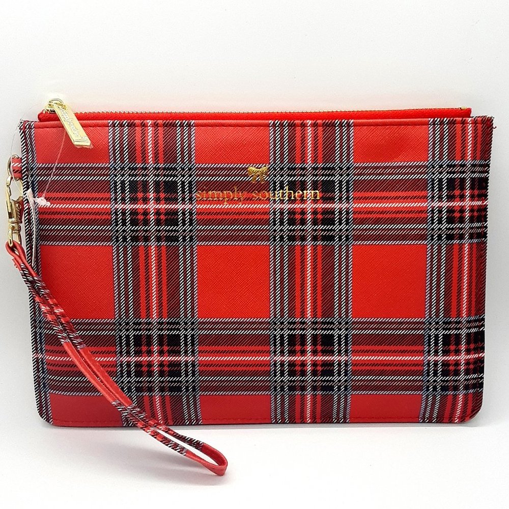 Simply Southern Leather Clutch Tartar Plaid